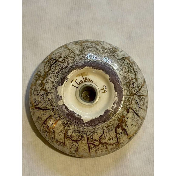 VINTAGE Pair 1990s Hand Made Ceramic SOAP DISH Dated & Signed NIELSEN - Picture 4 of 6